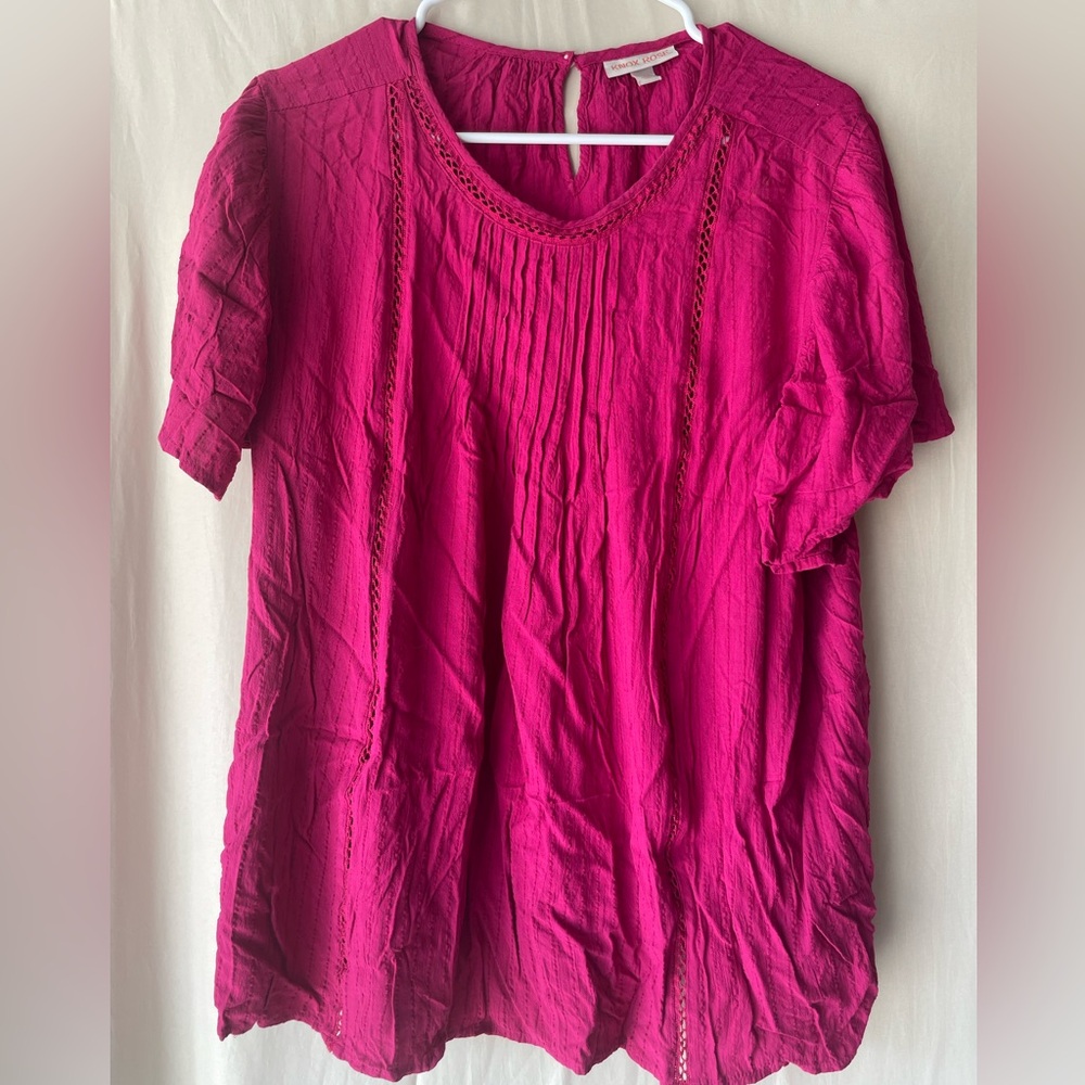 Knox Rose Pink Pleated Relaxed Blouse